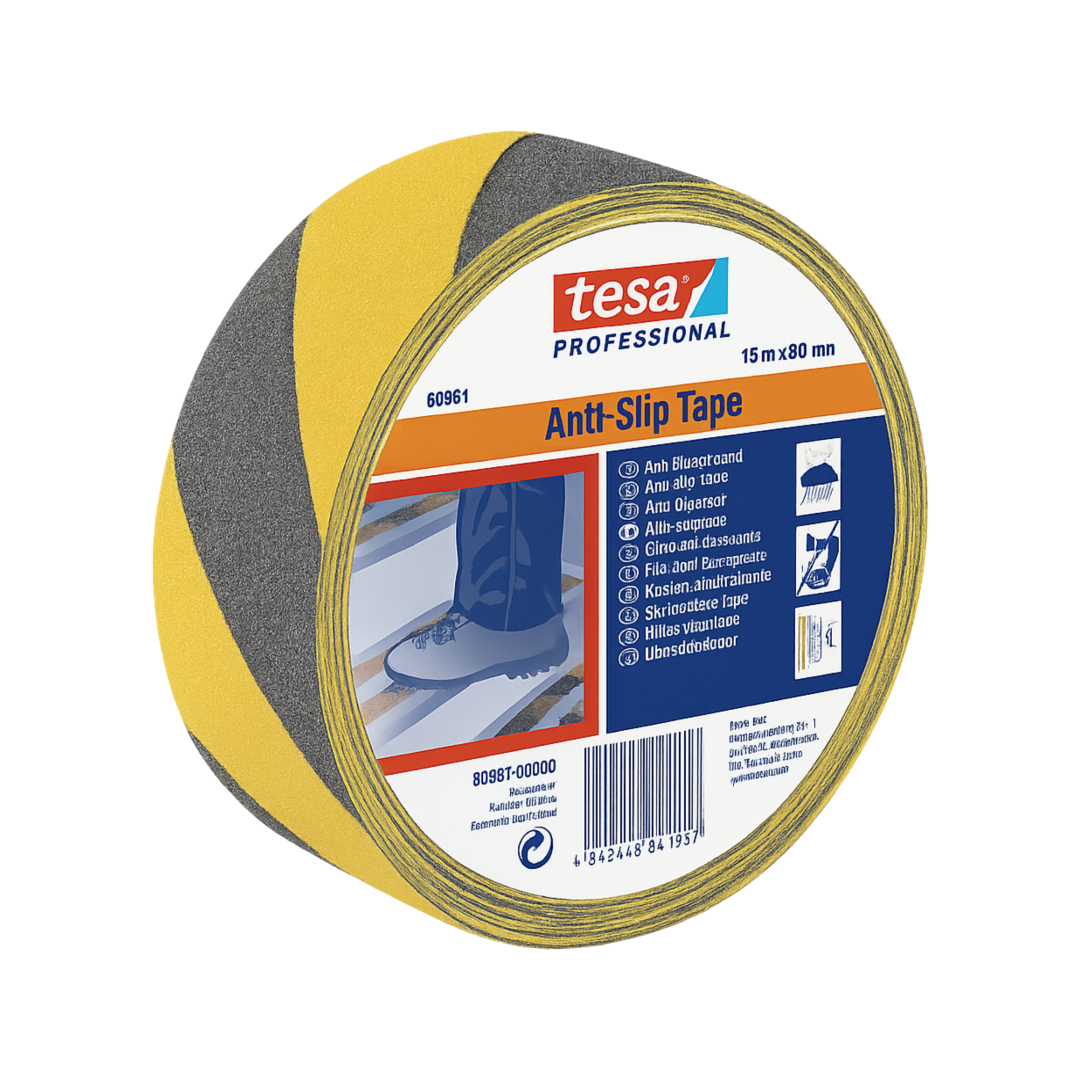 CINTA ANTIDESLIZANTE PROFESIONAL AMARILLO-NEGRO 15M 50MM TESA