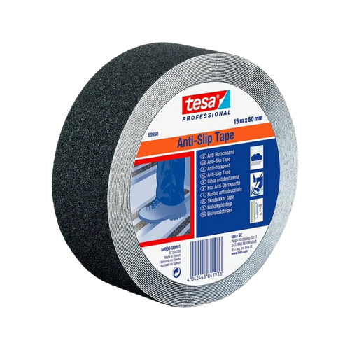Cinta antideslizante profesional TESA negra 15 metros 50mm — Bodemix
